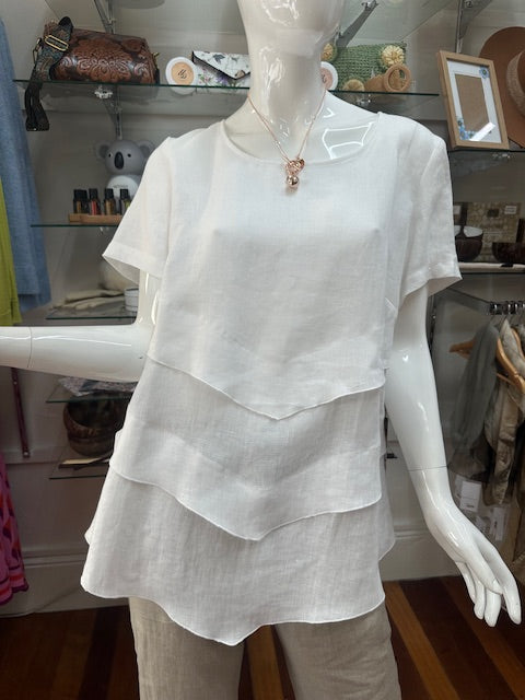 White Linen Tiered Shirt