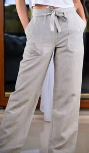 Beige Linen Pant with belt