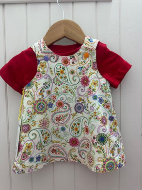 0-3m Cream/Paisley REVERSABLE dress