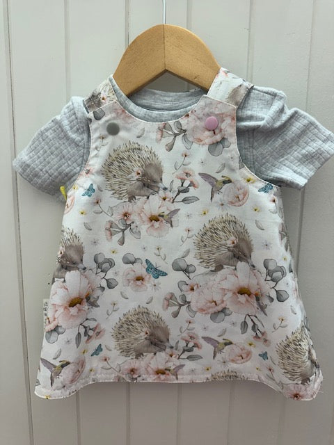 0-3m Echidna/Floral REVERSABLE Dress