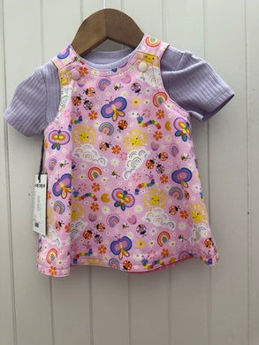 0-3m Pink Sun Rainbows/Polkadot REVERSABLE Dress