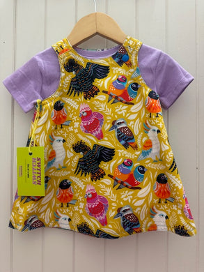 6-8m  Yellow Bird/Floral REVERSABLE dress