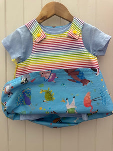 1yr Blue animals/Stripes REVERSABLE Dress