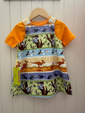 1yr Aussie Animals/aboriginal patern REVERSABLE Dress