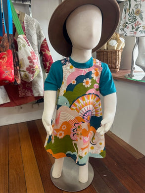 2yr pink green horse daisy/pink green retro REVERSABLE Dress