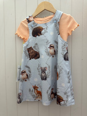 2yr Light blue animals/colour diamonds REVERSABLE Dress