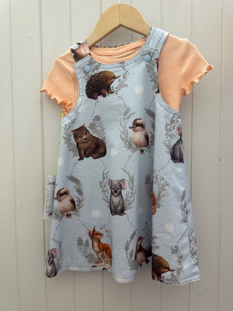 2yr Light blue animals/colour diamonds REVERSABLE Dress