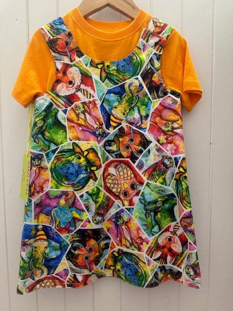 3yr Muliti Colour Animals/Check REVERSABLE Dress