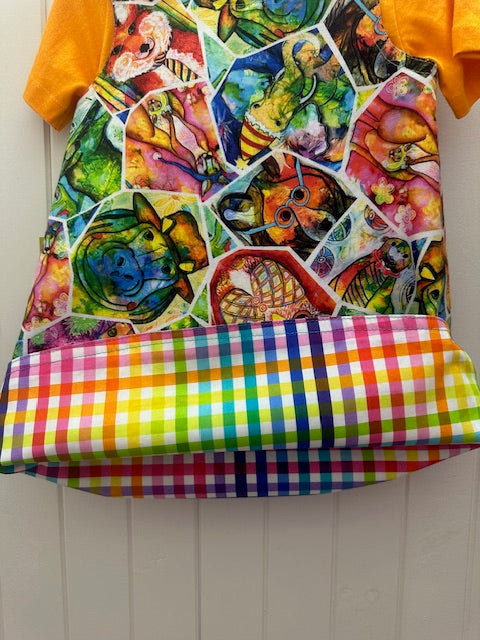 3yr Muliti Colour Animals/Check REVERSABLE Dress