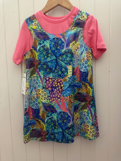 3yr Abstract Blues/Multi col REVERSABLE Dress