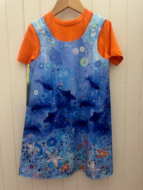 4yr Blue Sea Creature/Stripes REVERSABLE Dress