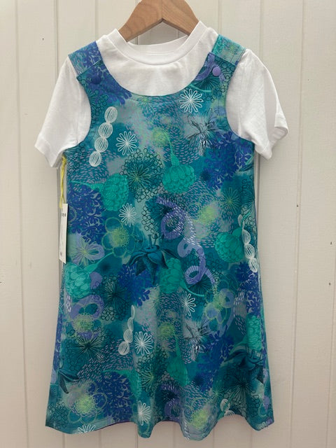 4yr Teal Purple Floral/Purple Geo REVERSABLE Dress