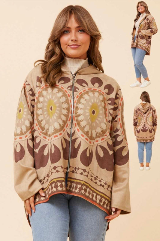 Made in Italy Boho Suede Jacket | Women’s Hooded Zip Jacket