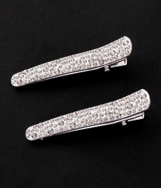 Luxe Crystal Hair Clip Set – Sparkling Rhinestone Barrette Duo
