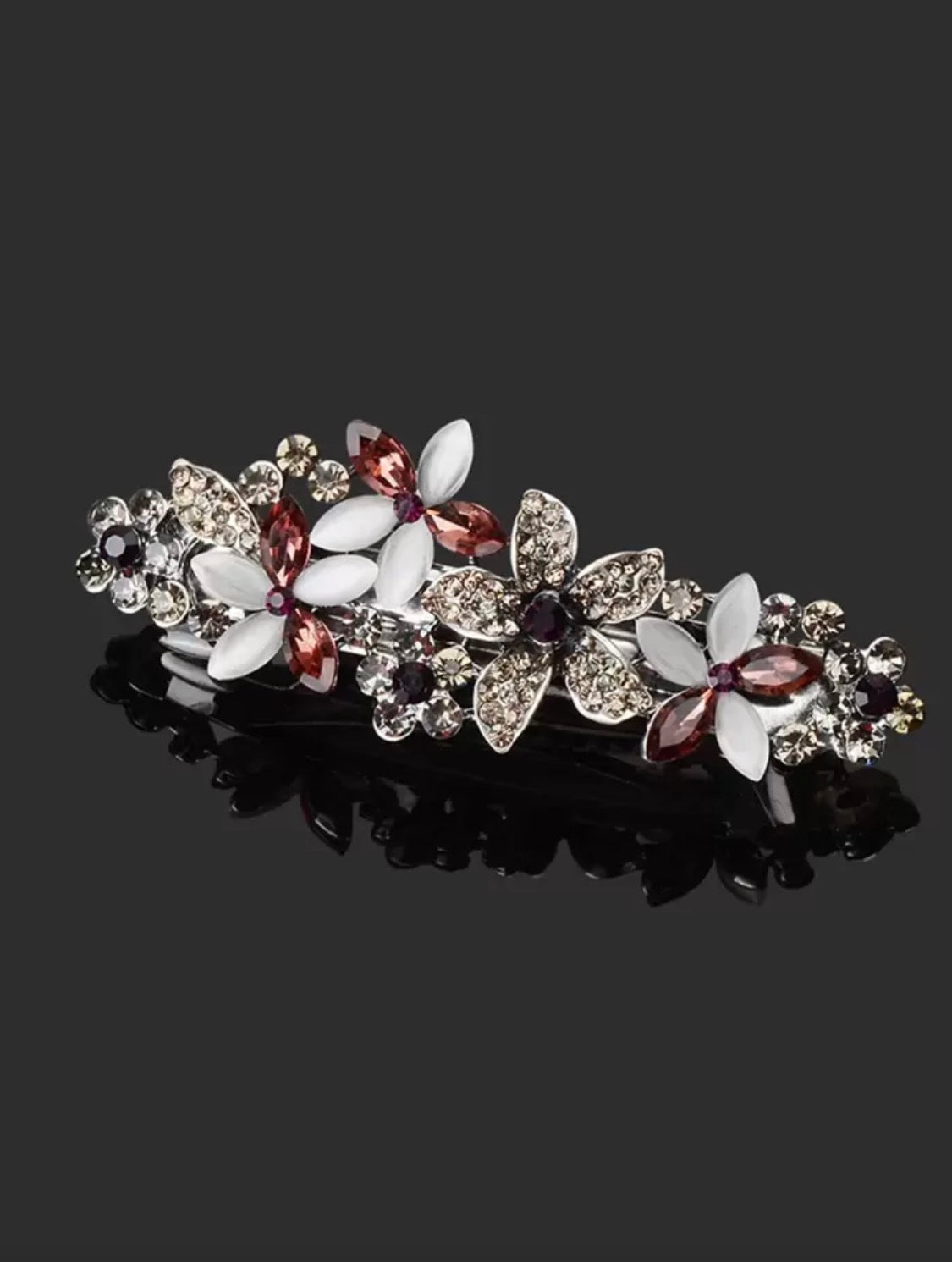 Midnight Bloom Crystal Hair Barrette – Vintage