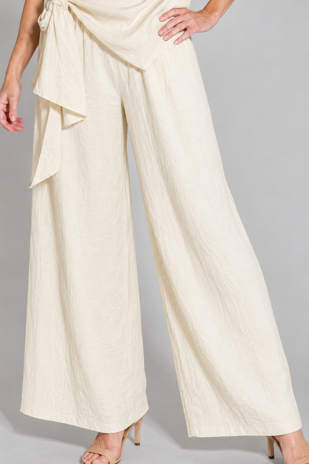 Temptation Lane Natural Wide Leg Pant | Linen Viscose Blend