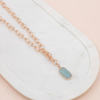 SHORT Turquoise Stone Pendant Necklace
