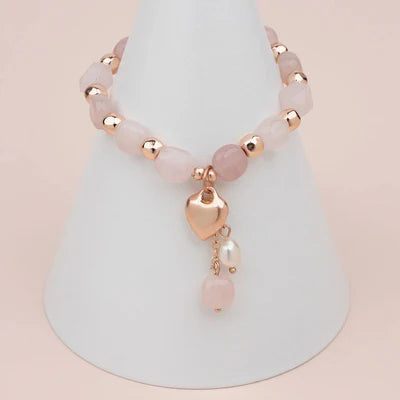 Matt Gold with Rose Quartz Bracelet