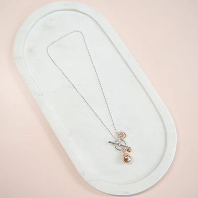 Limited Edition SHORT Silver & Rose Gold Toggle Ball Necklace