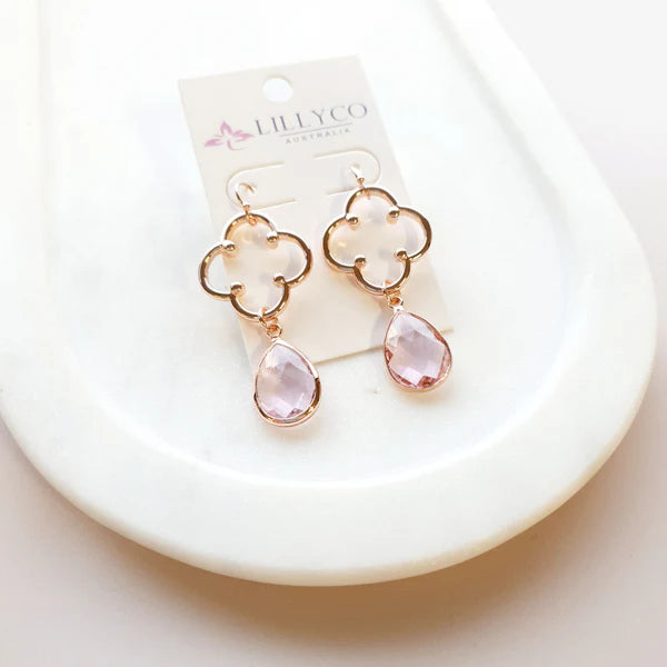 Rose Gold & Pink Pendant Earring