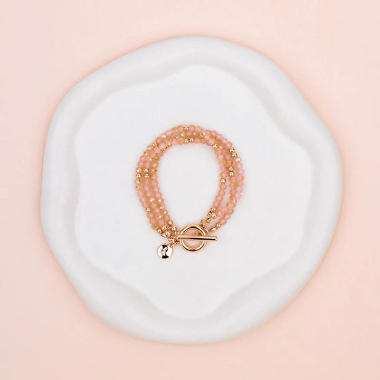 Rose Gold & Pink Quartz 3 Strand Bracelet