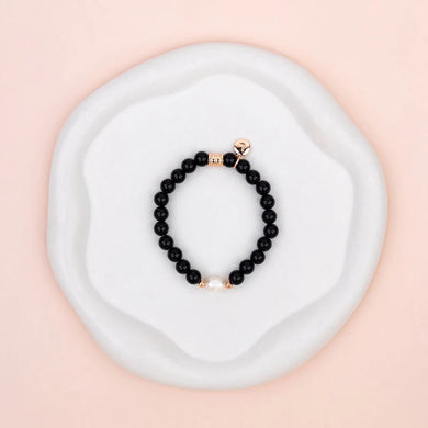 Black Stone & Pearl Bracelet