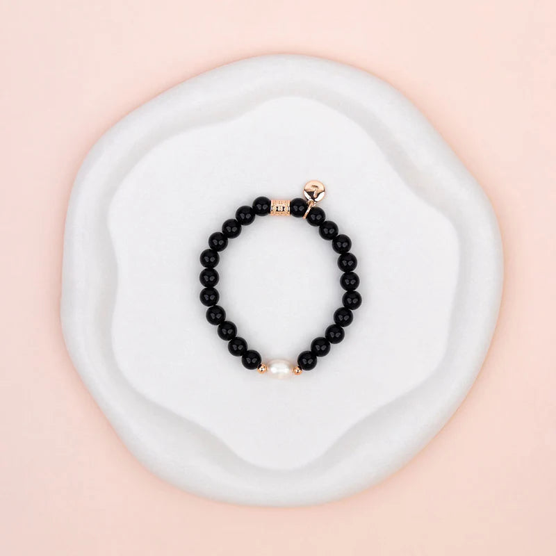 Black Stone & Pearl Bracelet