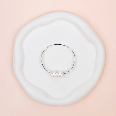 Silver Plated with Pearl Ends Bangle
