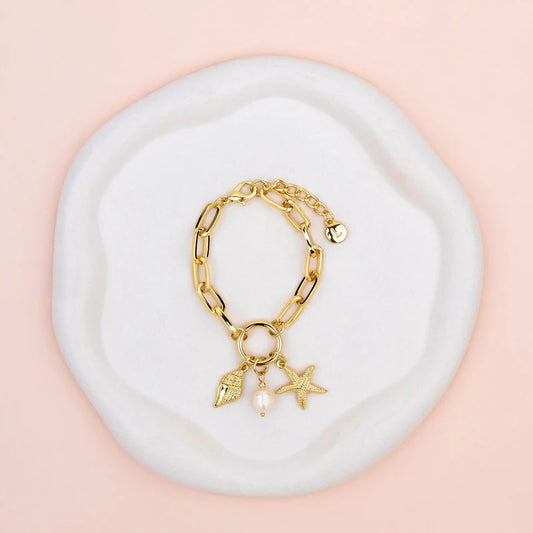 Gold Ocean Charm Bracelet