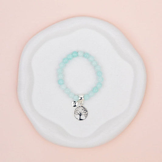 Turquoise Stone with Silver Tree Pendant Bracelet