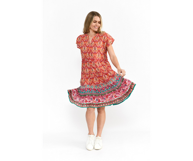 Leela V Neck Mini Dress - Gujrat Border