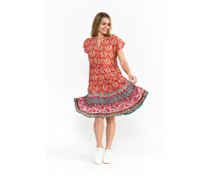 Leela V Neck Mini Dress - Gujrat Border