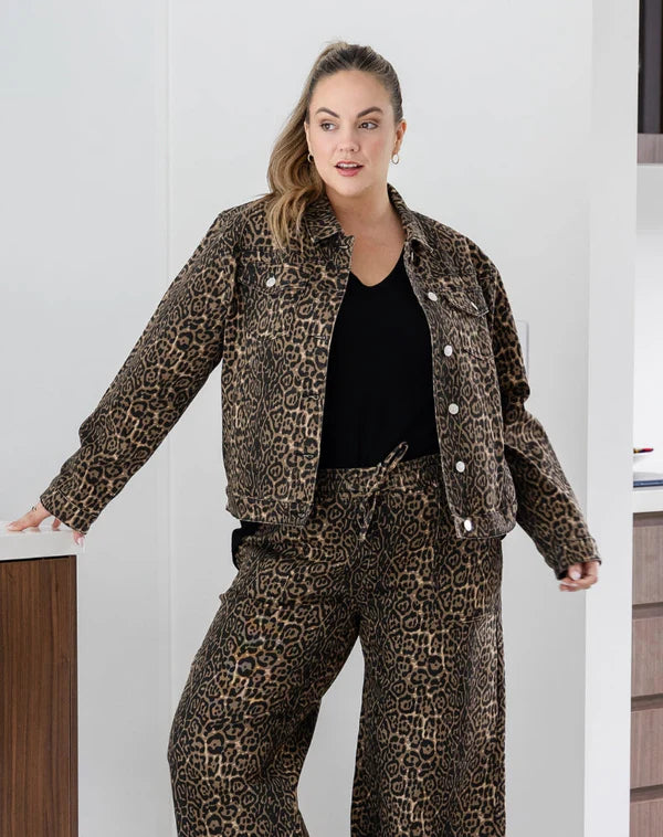 Frankie Denim Jacket Leopard | Women’s Classic Denim Jacket