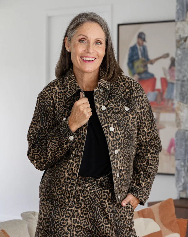 Frankie Denim Jacket Leopard | Women’s Classic Denim Jacket