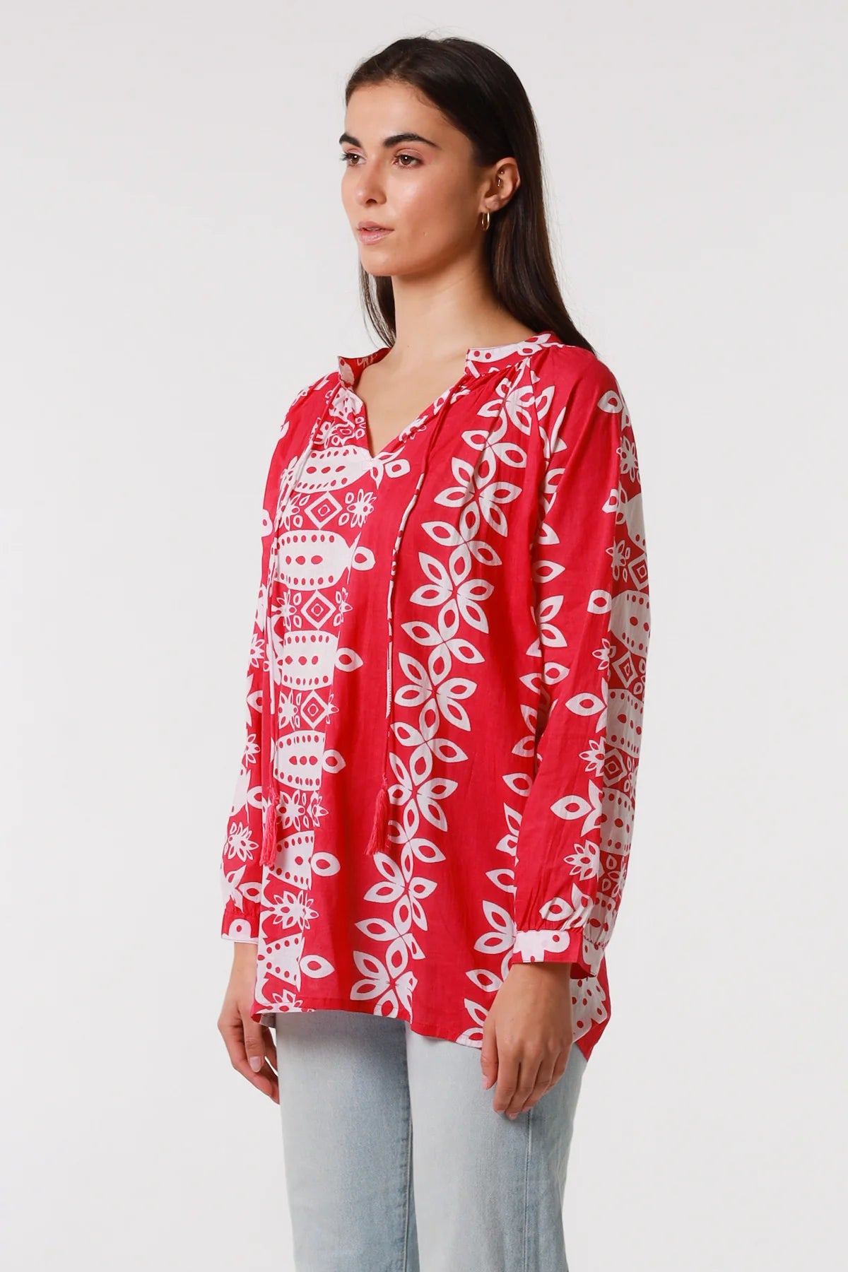 Bristol Boho Exclusive Print Blouse Bright Pink - Womens Blouse