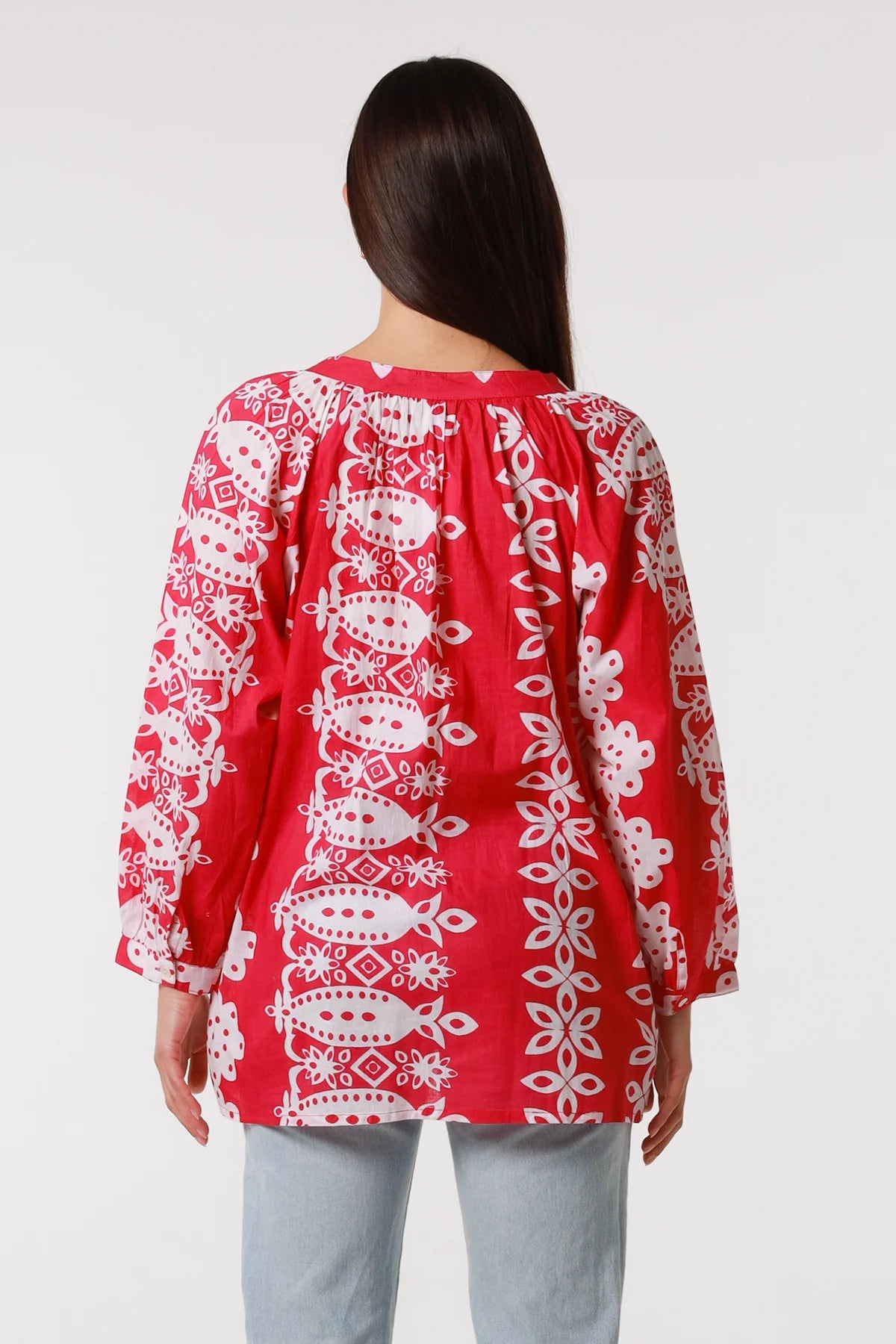 Bristol Boho Exclusive Print Blouse Bright Pink - Womens Blouse