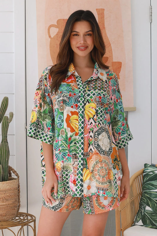 Amira Top-2 Tropical Print Blouse - Womens Blouse