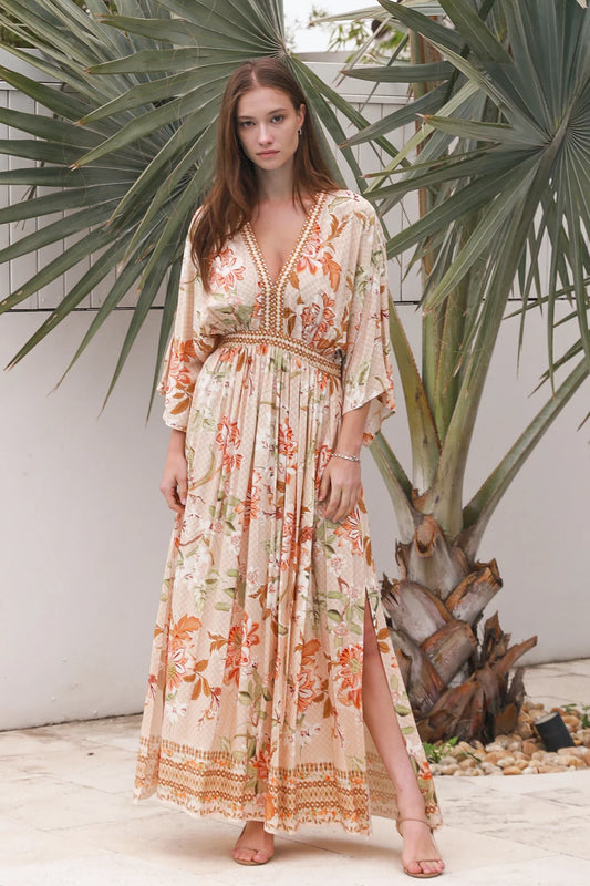 Charleigh 2 -Exclusive Floral Print Boho Maxi Dress- Womens Maxi Dress