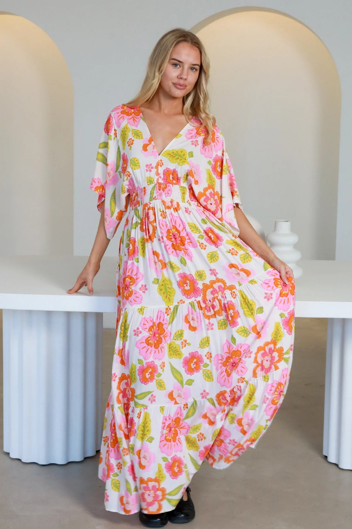 Freya  Exclusive Print - Pink Floral Maxi Dress - Womens Maxi Dress