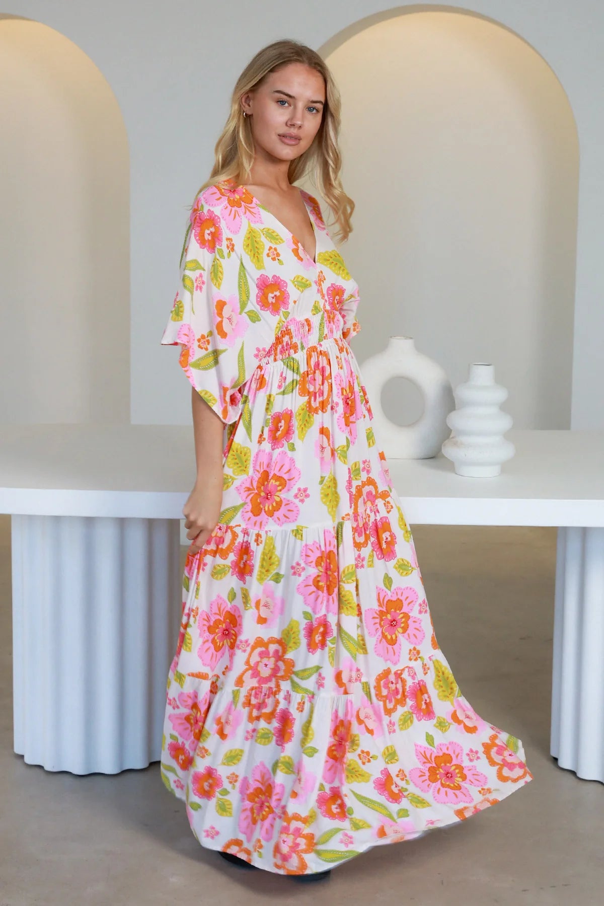 Freya  Exclusive Print - Pink Floral Maxi Dress - Womens Maxi Dress
