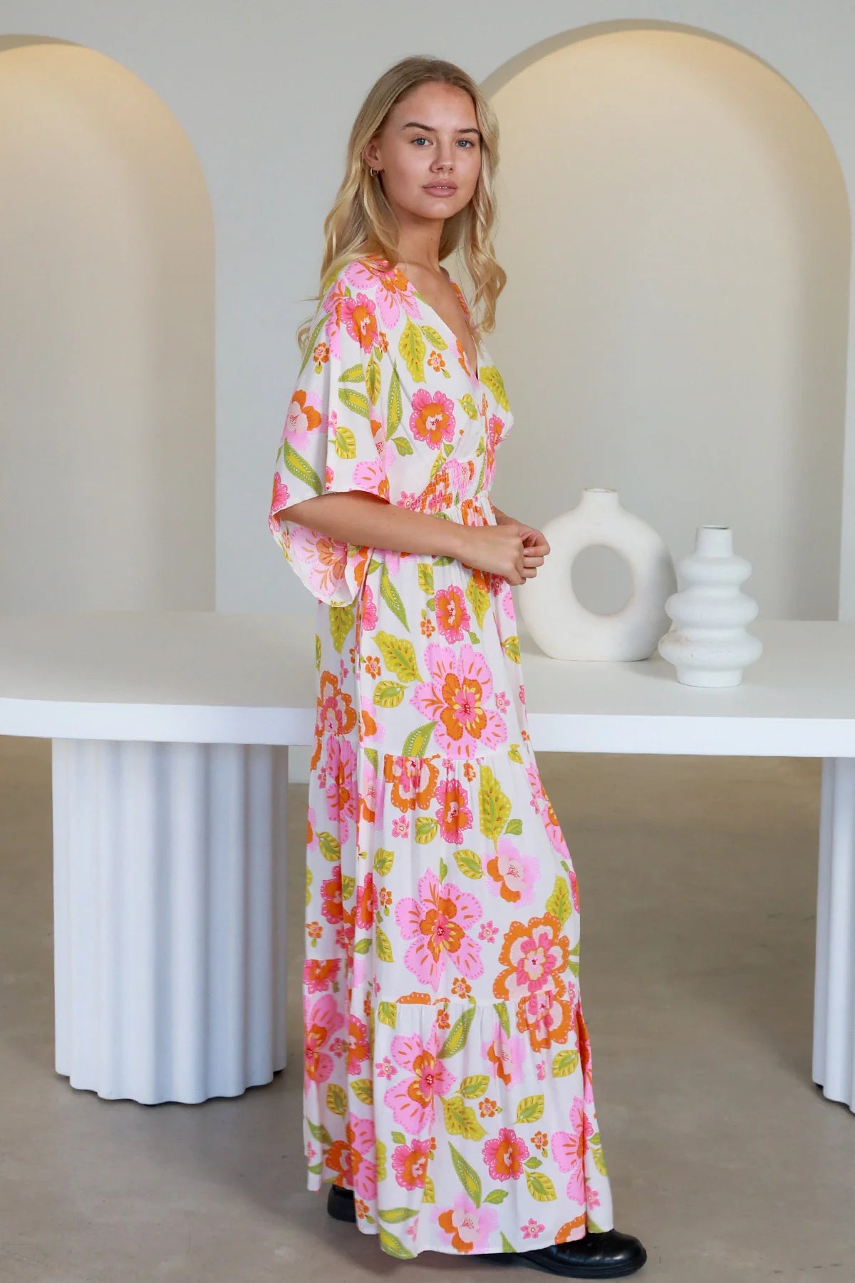 Freya  Exclusive Print - Pink Floral Maxi Dress - Womens Maxi Dress