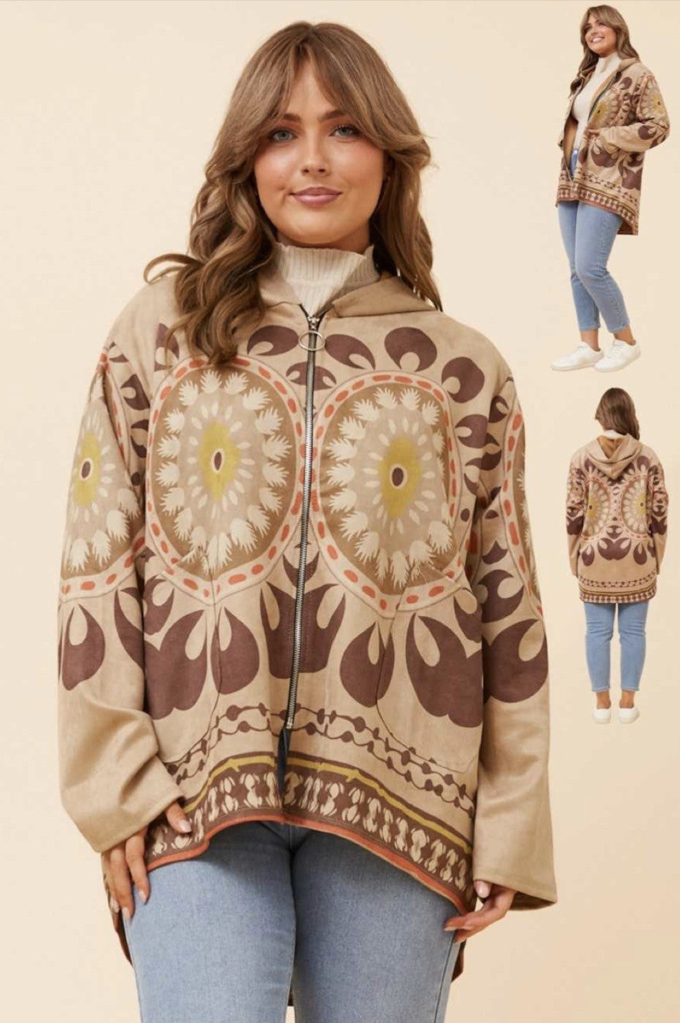 Made in Italy Boho Suede Jacket | Women’s Hooded Zip Jacket