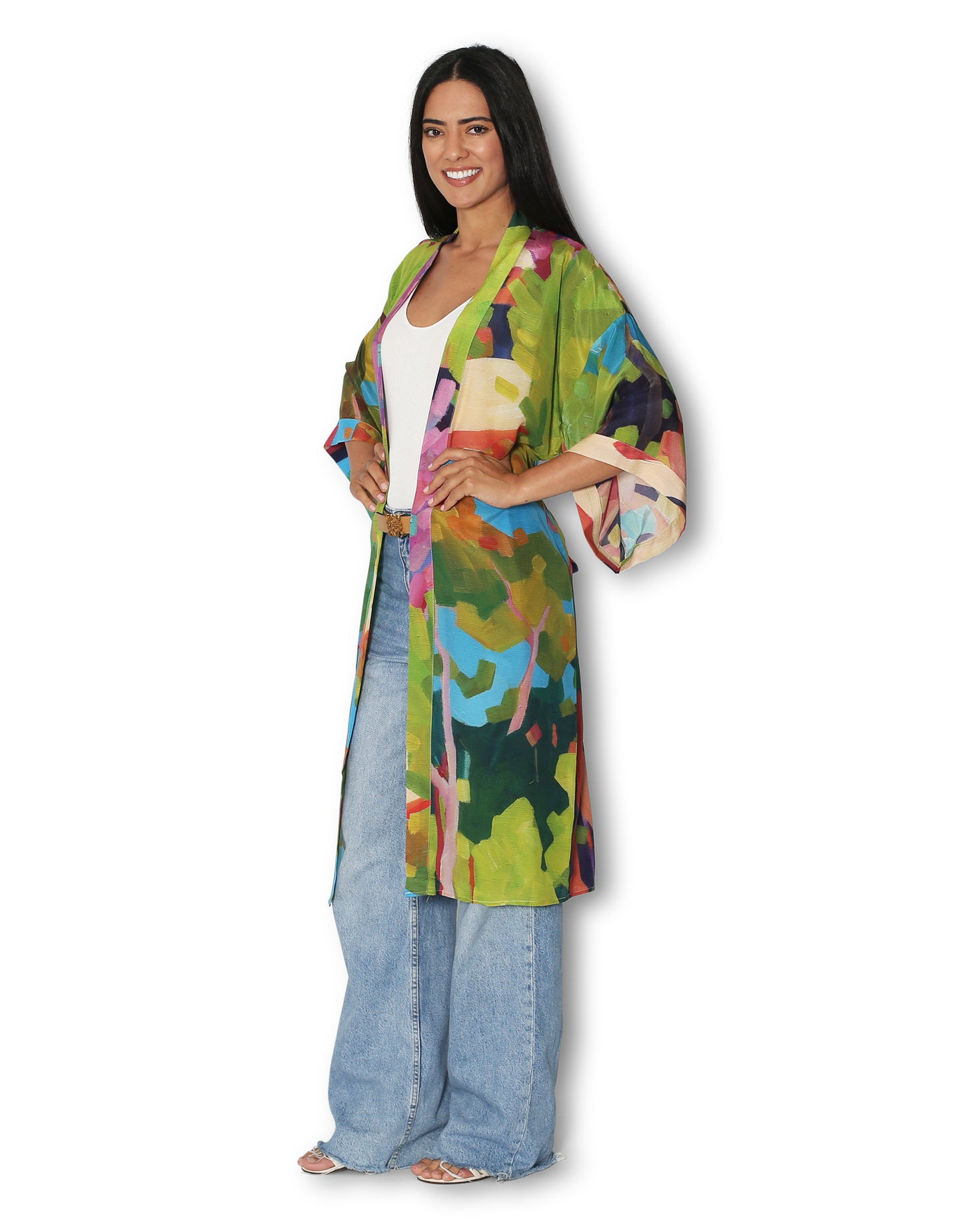 One Magic Day Silk Long Kimono