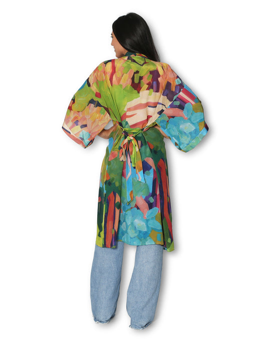 One Magic Day Silk Long Kimono