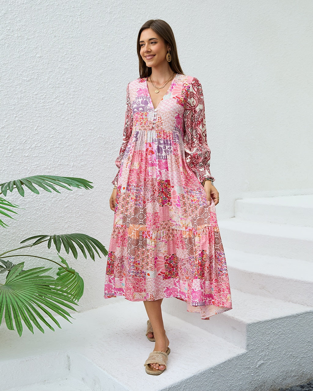 Women’s Floral Patchwork Maxi Dress