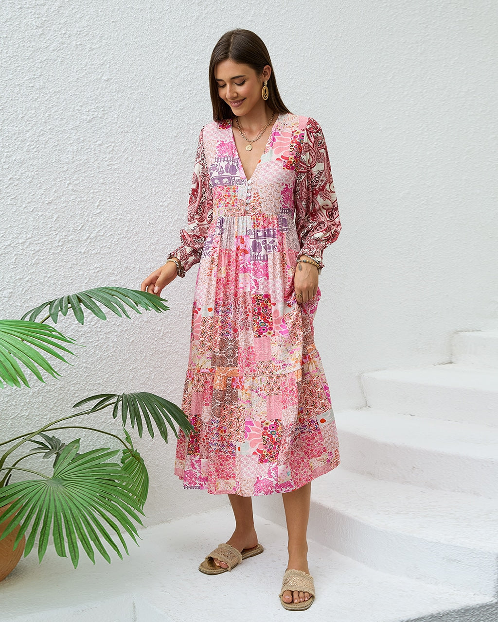 Women’s Floral Patchwork Maxi Dress