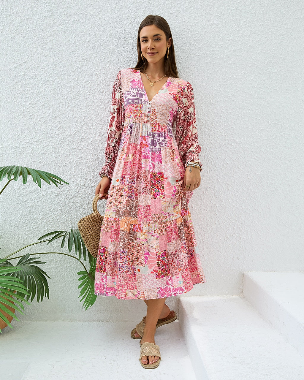 Women’s Floral Patchwork Maxi Dress