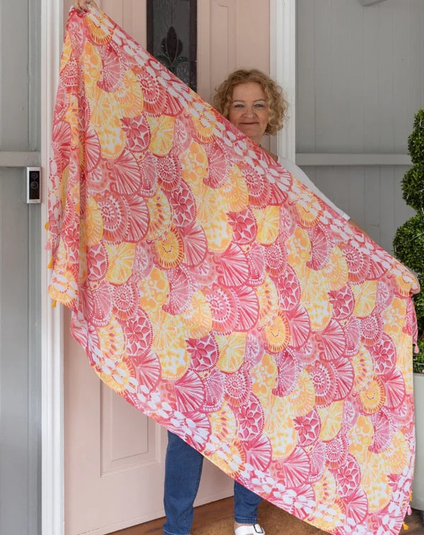 Orange Burst Scarf - Cotton Blend