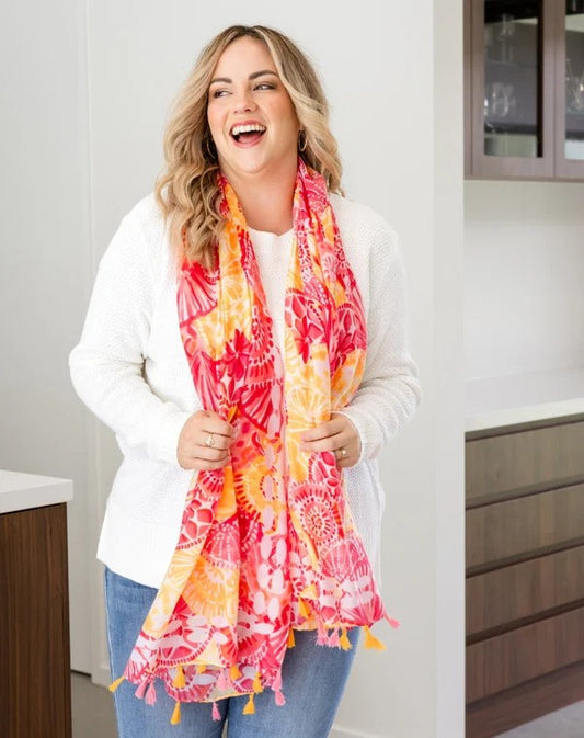 Orange Burst Scarf - Cotton Blend