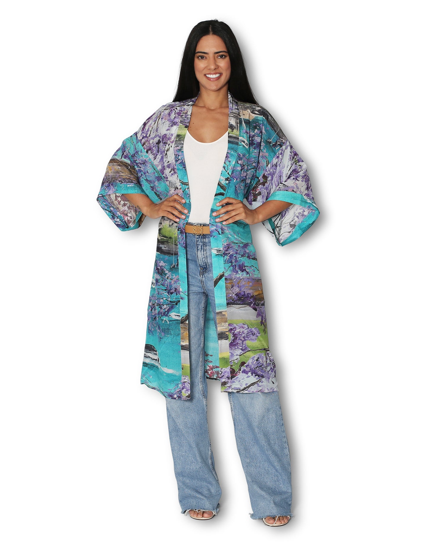 Sydney Harbour In Spring Silk Long Kimono
